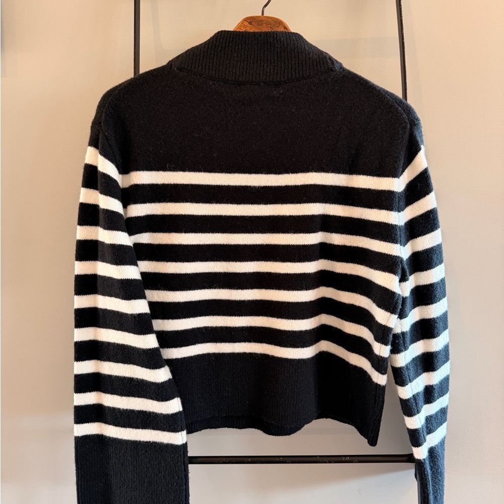 J. Crew Black and White Striped Turtleneck Sweater - Picture 2 of 4